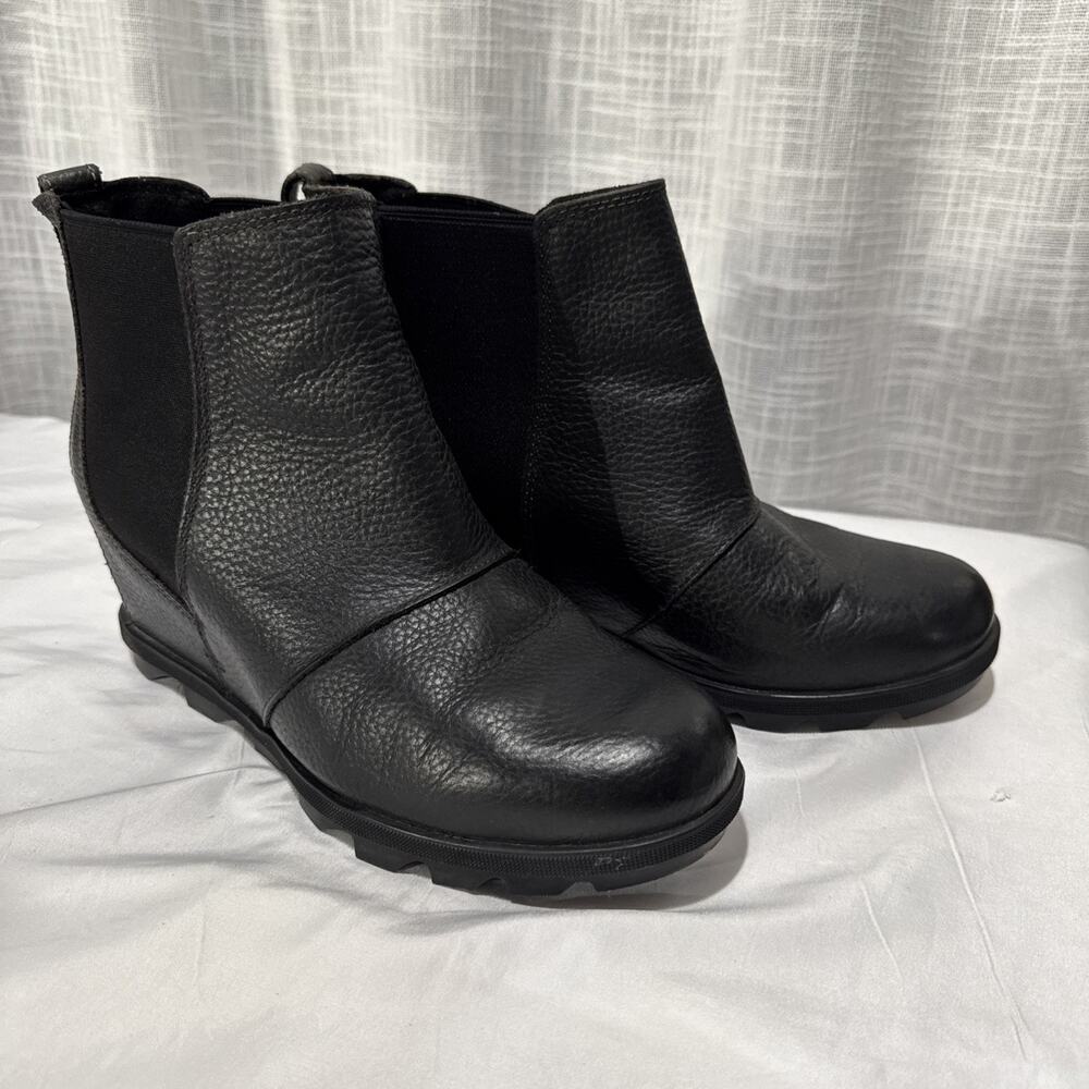 SOREL Boots Womens Sz 10 Black Joan of Arctic Wedge II Chelsea Ankle Pull On